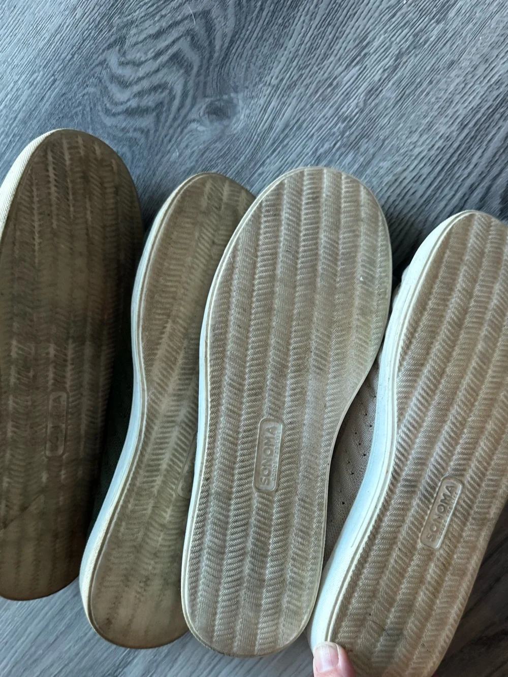 Williams Sonoma Knit Slip-On Flats in Olive and Light Gray - Picture 2 of 2